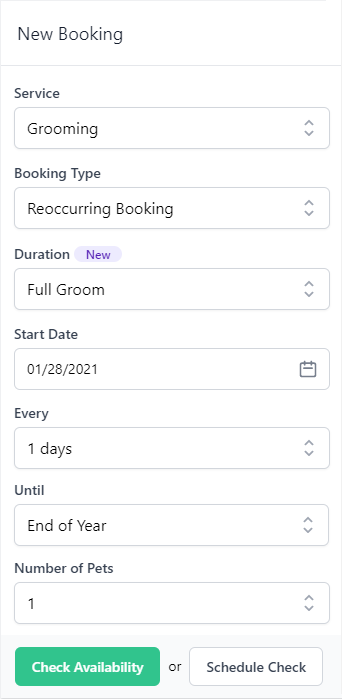 KennelBooker grooming booking on mobile
